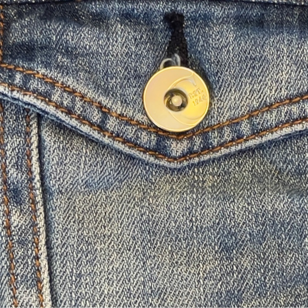 Est1946 Denim Womens Jean Jacket Long Sleeve Collared Button Down L - Picture 11 of 16